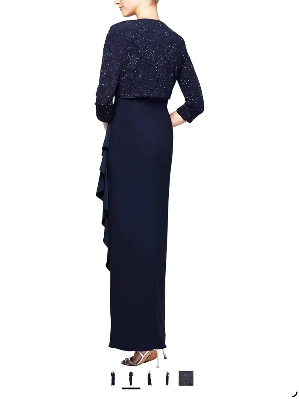 NWT Alex Evening Empire Waist Bolero Dress -Navy - Picture 2 of 5